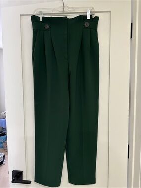 H&M Forest Green High-Waist Tapered Trousers